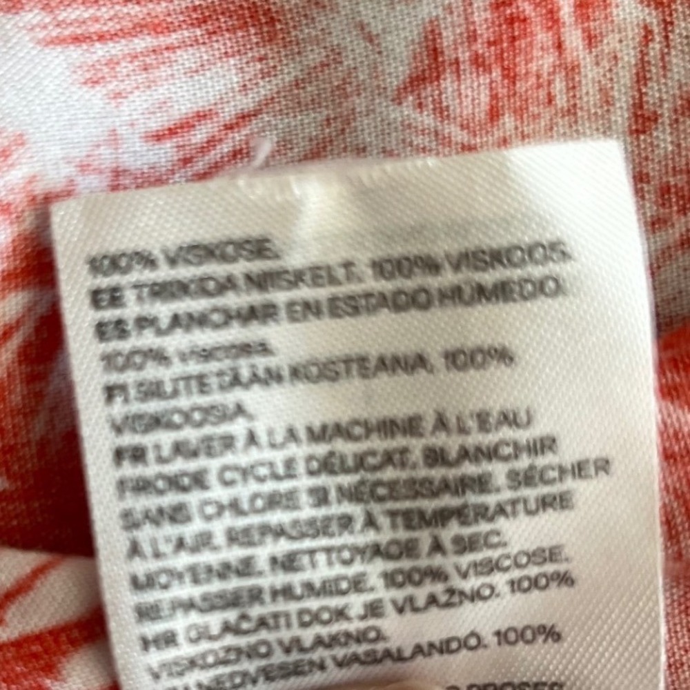 H&M Tropical Palm Leaf Button Down Shirt Mens XL Red White Summer Streetwear - Picture 5 of 7